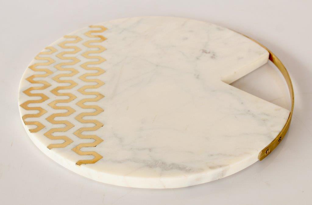 Marble Board With Brass Insert & Handle